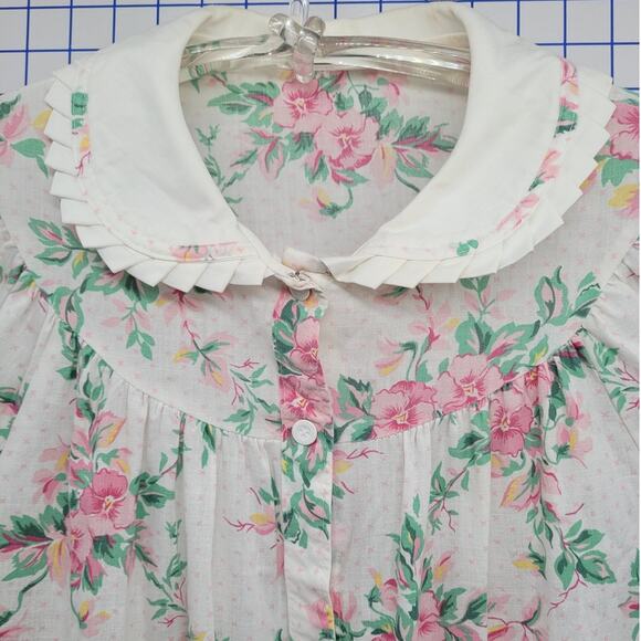 60s Pastel Floral Cottagecore House Dress Ruffle Collar Vintage Charm‎ - Picture 5 of 10